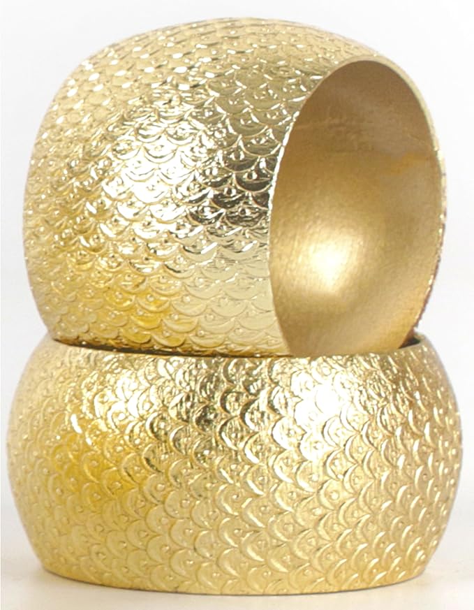 Napkin Holders for Cloth Napkins Set of 12 - Lightweight Metal Round Napkin Holder Hammered Textured,Elegant Table Décor for Weddings, Dinners, Holidays, Events, Kitchen & Dining (Gold) - CLEENTABLE