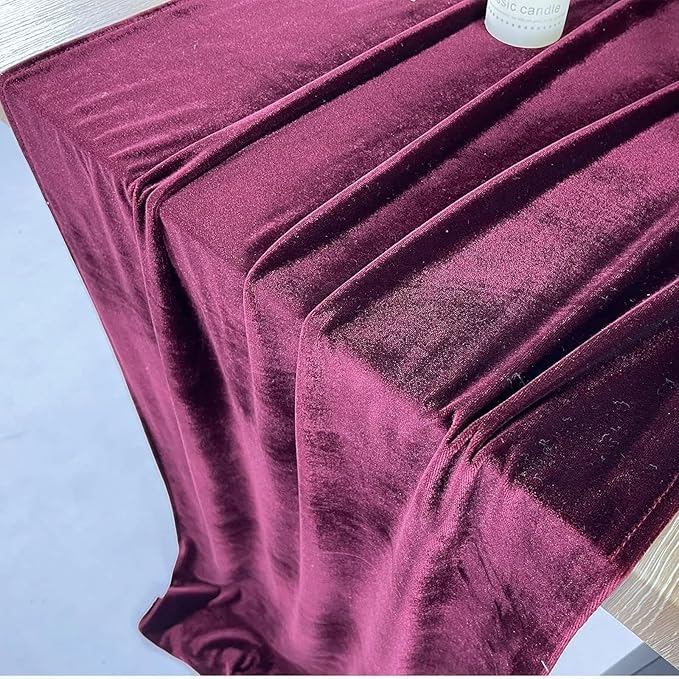 Luxurious Velvet Table Runner, 10ft Wedding Reception Decorations, 20x120inch Soft Velvet Fabric, Table Linen Overlay, Wedding Table Runners (Burgundy, 20X120inch, 2pack)