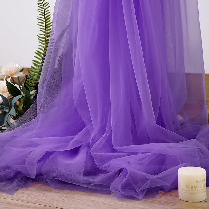Purple Sheer Backdrop Curtain for Baby Shower Girls Birthday Party 10ft X 10 ft, 2 Panels Purple Tulle Backdrop Curtains Drapes for Wedding Photoshoot Background Decorations