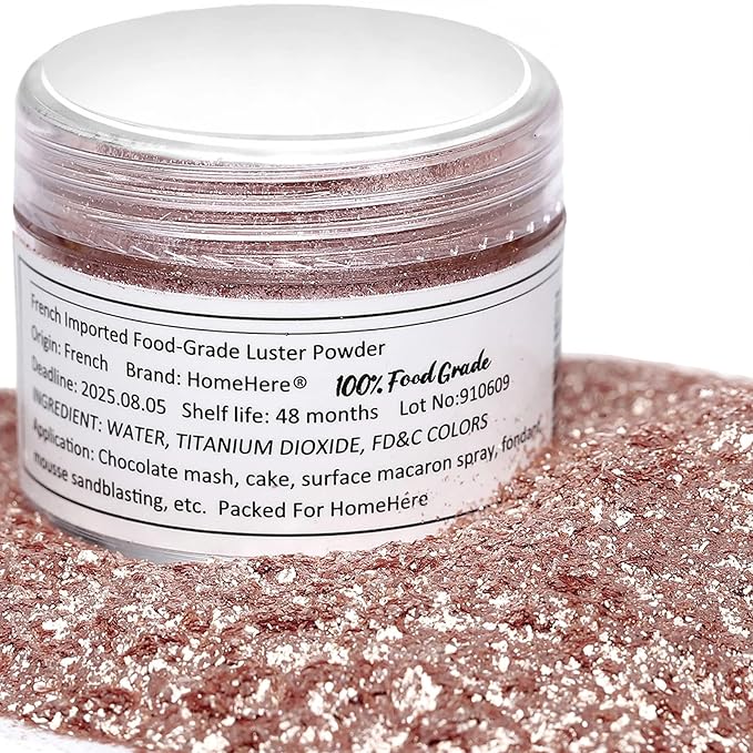HomeHere Edible Luster Dust Food-Grade Glimmer Powder Glitter for Cake Decorating 7g, Disco Diamond Dust, Edible Sprinkle Glitter for Cocktails Drinks Baking Candy Dessert Chocolate Vegan Tasteless
