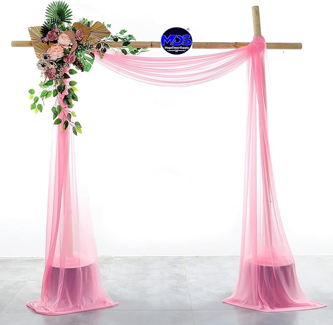 MDS Halloween Chiffon Draping Fabric - 2 Panel, 30" Wide x 100ft Long - Sheer Spooky Arbor & Canopy Drapery for Haunted House Backdrops, Party Ceilings, DIY Costumes & Themed Events - Coral