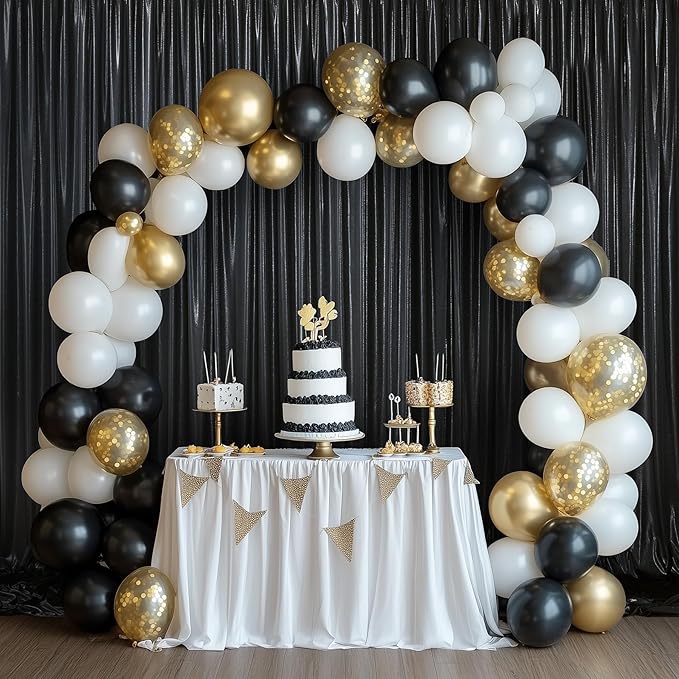 10x10 ft Black Sequin Backdrop Curtain Panels for Parties, Wrinkle Free Glitter Photo Backdrop Drapes 2 Panels 5x10FT Back Drop Cloth Shiny Fabric for Wedding Birthday Christmas Photography Background