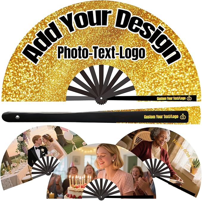 Custom Fans with Your Photo/Text - Personalized Folding Hand Fan for Line Dancing, Weddings, Parties | Decorative Gift for Women, Church Events & Dance Performances (120, 10 Inch)