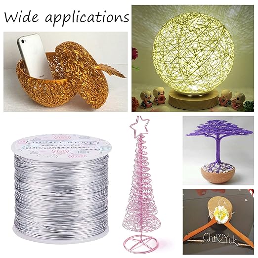 BENECREAT 20 Gauge 770FT Aluminum Wire Anodized Jewelry Craft Making Beading Floral Colored Aluminum Craft Wire - Yellow Gold