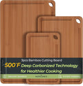 Bamboo Cutting Board, Durable Wood Cutting Boards for Kitchen with Deep Juice Grooves & Built-in Handles, Ideal Charcuterie & Chopping for Meat, Vegetables and Fruits Ideal Kitchen Gifts