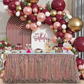 QueenDream Sparkly Sequin Tablecloth - Black GoldTable Cloth 50x80 Inches Rectangle Table Overlay Fabric for Birthday Parties Baby Shower Decoration