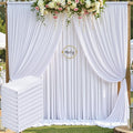 50ftx10ft Wrinkle Free White Backdrop Curtain for Party Background, 10 Panels Silky Polyester Photo Backdrop Drapes Back Drop Cloth for Wedding Birthday Photography Baby Shower Photoshoot Decor