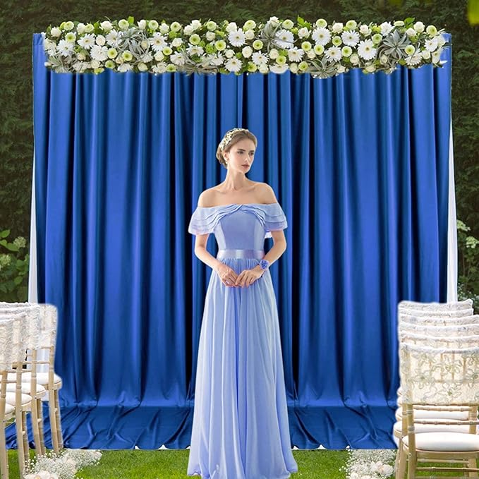2 Panels Royal Blue Backdrop Curtain, 10 x 7 Feet Background Curtains for Parties, Weddings, Baby Showers, Bachelorette Halloween, Christmas Birthday Party Photoshoot Backdrop Curtains Decorations