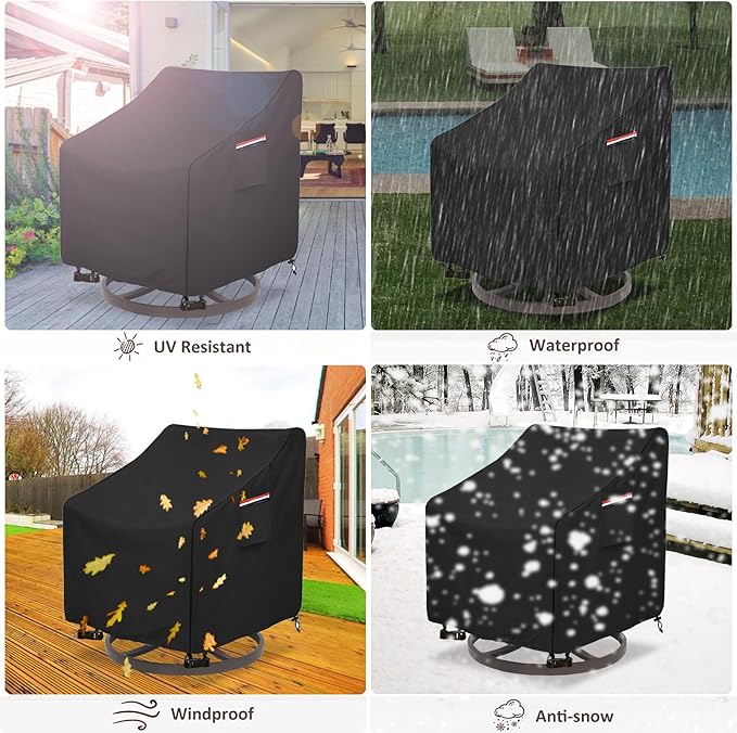 Okcool Outdoor Swivel Chair Cover 2 Pack,Outdoor Furniture Patio Chair Covers Waterproof Clearance,(33"W x 35"D x 38.5"H) Outdoor Lawn Patio Furniture Covers,Black