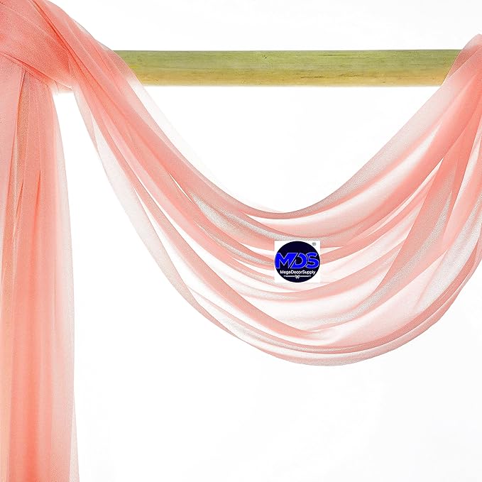 MDS Halloween Chiffon Draping Fabric - 1 Panel, 30" Wide x 40ft Long - Sheer Spooky Arbor & Canopy Drapery for Haunted House Backdrops, Party Ceilings, DIY Costumes & Themed Events - Peach