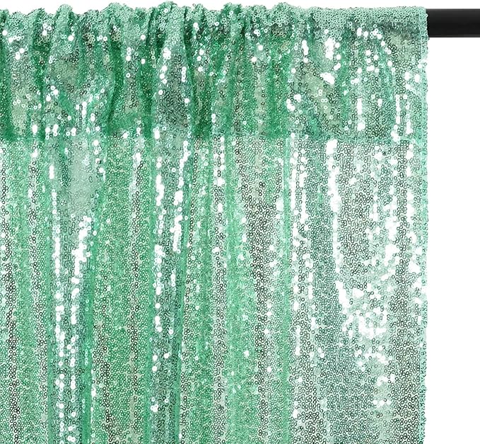Eternal Beauty Mint Green Sequin Backdrop, 6x8 Ft Glitter Background Curtains for Shimmer Photography Party Wedding Birthday Back Drop Decor