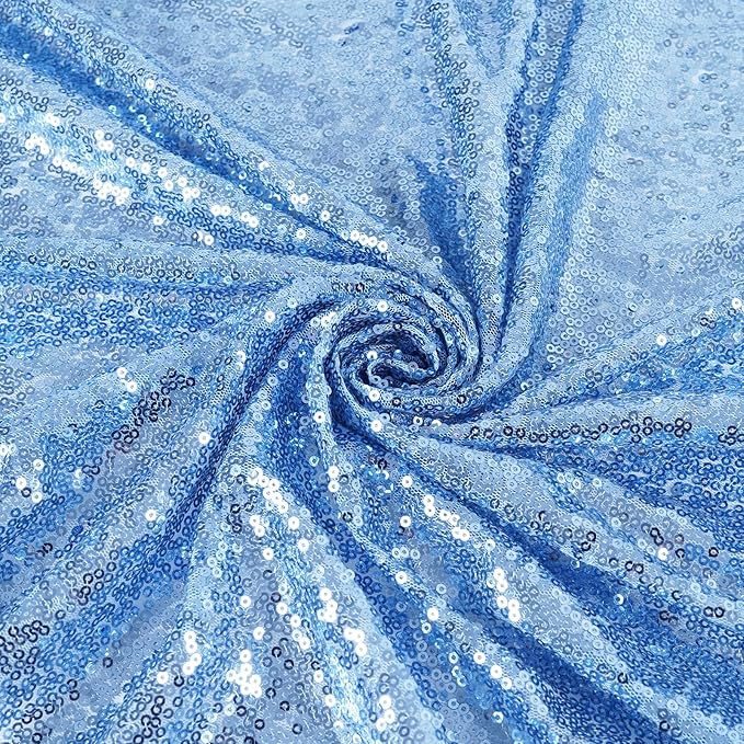 SquarePie Sequin Tablecloth 60 x 102 Inch Baby Blue Sparkly Table Linen for Wedding Party