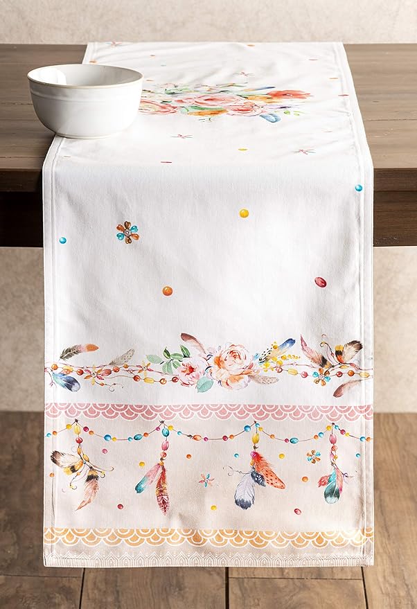 Maison d' Hermine Table Runner 100% Cotton Double Layer Table Runners 72 inches Long Decorative for Home Kitchen Dining Party Wedding Bridal Shower Spring Summer (Ibiza - Beige, 14.50" x 72")