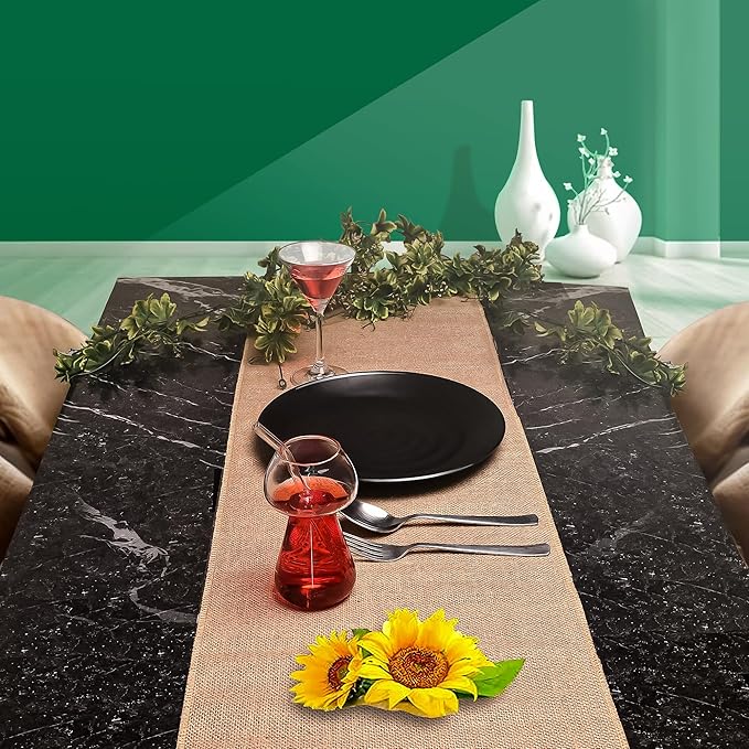 Burlap Table Runners (Pack of 6) – 14”x 108” - No-Fray Finished Edge Premium Quality Natural Table Runner – No Odor, Eco-Friendly Burlap Runner, Perfect for Rustic Table Decor and Other DIY Crafts