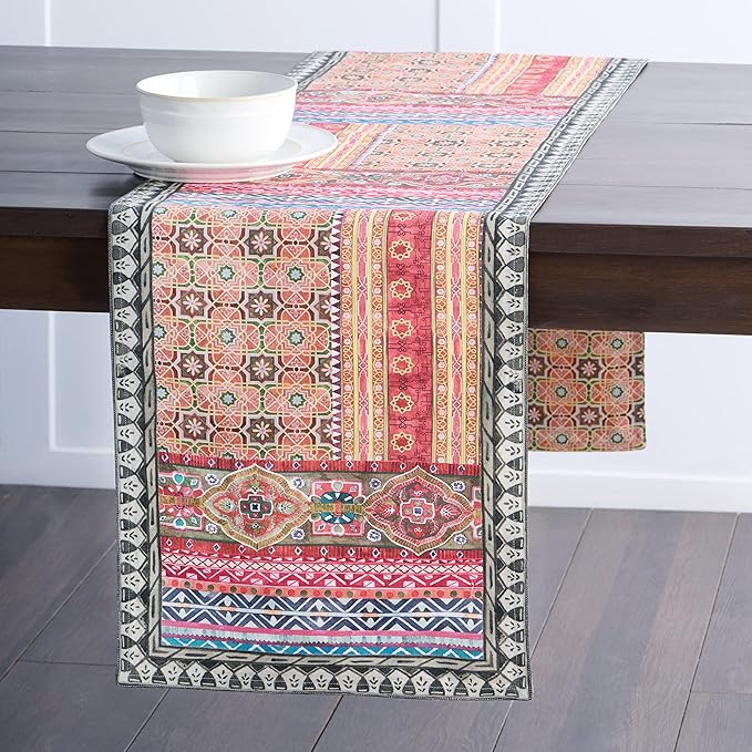 Maison d' Hermine Table Runner 100% Cotton Double Layer Table Runners 72 inches Long for Thanksgiving Christmas Decorations Home Kitchen Dining Party Wedding (Ispahan, 14.5" x 72")