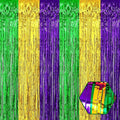6 Pack Gold Green Purple Foil Fringe Curtain Backdrop, 3.28Ft x 8.2Ft Metallic Tinsel Foil Fringe Streamer Curtains for Photo Booth, Birthday, Wedding, New Year Party Decorations