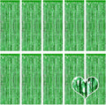 10 Pack Green Backdrop Curtain 3.2ft x 8.2ft Metallic Tinsel Foil Fringe Curtains Photo Booth Background for Birthday Party Decoration Baby Shower Engagement Wedding Christmas Decoration (Green)