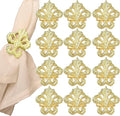 Lightweight Metal Napkin Rings Set of 12 - Fleur-de-Lis Napkin Holders for Dining Table, Weddings, and Special Events - Elegant Table Décor for Home & Restaurants (Gold) - CLEENTABLE