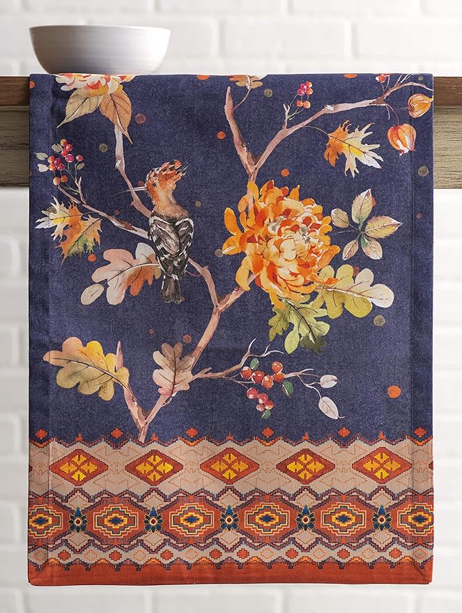 Maison d' Hermine Table Runner 100% Cotton Single Layer Table Runners 108 inches Long for Thanksgiving Christmas Decorations Home Kitchen Dining Party Wedding (Kelim - Infinity, 14.5" x 108")