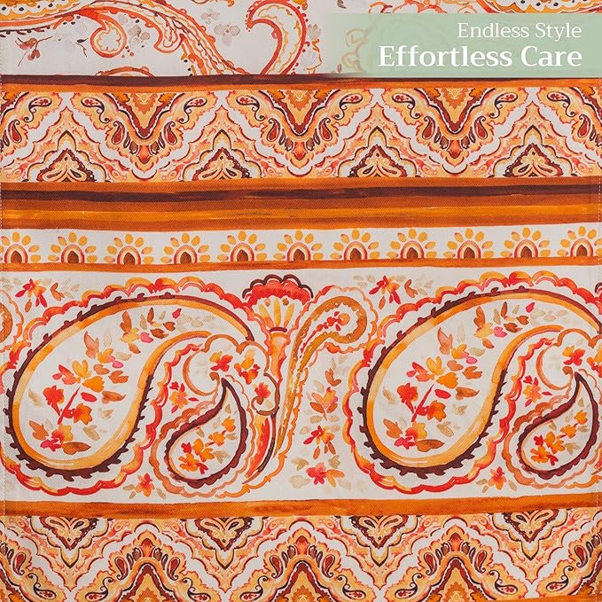 Maison d' Hermine Table Runner 100% Cotton Double Layer Table Runners 72 inches Long for Thanksgiving Christmas Decorations Home Kitchen Dining Party Wedding (Palatial Paisley, 14.5" x 72")