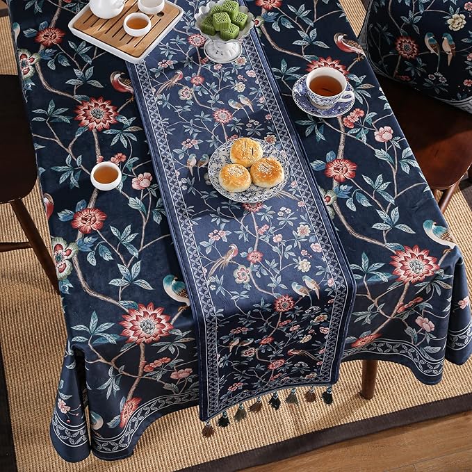 Velvet French Table Runner Farmhouse for Home Kitchen Dining Decor Parties Family Dinners Wedding 12"*118"