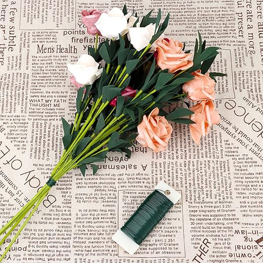 4 Rolls Green Floral Wire - 152 Yards, 22 Gauge, Flexible, for Flower Arrangement, Garland, Wreaths, Plant Crafts