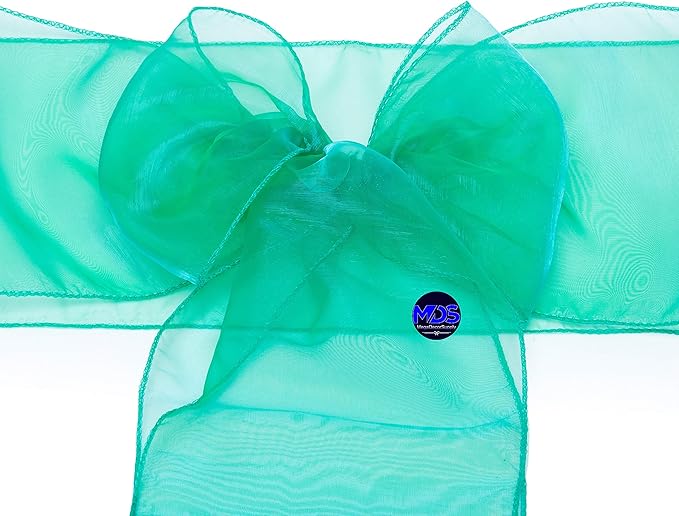 MDS Pack of 125 PCS Organza Chair Sashes Wider Dining Chair Bows Ribbon Tie Back for Wedding Party Birthday Bridal Shower Reception Event Banquet Home Chair Cover Decoration - Green