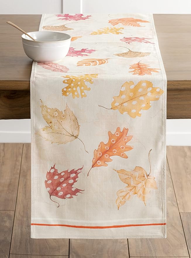 Maison d' Hermine Table Runner 100% Cotton Double Layer Table Runners 108 inches Long for Thanksgiving Christmas Decorations Home Kitchen Dining Party Wedding (Colours of Autumn, 14.5" x 108")
