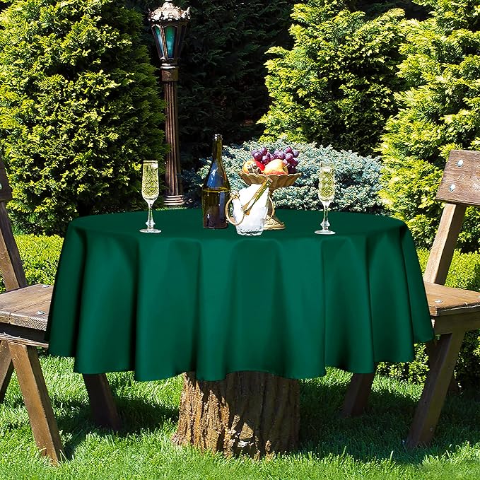 Fitable Green Round Tablecloth 60 inch, Stain and Wrinkle Resistant Washable Polyester Table Cloth for Dining Buffet Parties and Camping
