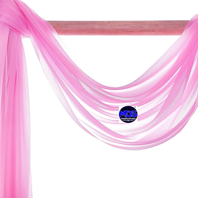 MDS Halloween Chiffon Draping Fabric - 2 Panel, 30" Wide x 100ft Long - Sheer Spooky Arbor & Canopy Drapery for Haunted House Backdrops, Party Ceilings, DIY Costumes & Themed Events - Bubblegum Pink