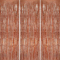 3 Pack Foil Fringe Backdrop - Rose Gold Shiny Tinsel Curtains for Party Decoration/Photo Booth Props - 3.3x8.2 FT Metallic Foil Backdrop for Birthday, Wedding, Graduation, Christmas.