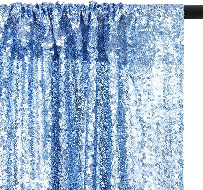 Eternal Beauty Baby Blue Sequin Backdrop, 6x6 Ft Glitter Background Curtains for Shimmer Photography Party Wedding Birthday Back Drop Decor