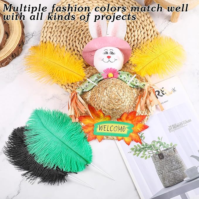 SOGUGOM Gold Craft Ostrich Feathers - 30PCS 6-8 inch Ostrich Feather Kit for Kindergarten Crafts, Dream Catchers and Mardi Gras(Gold)