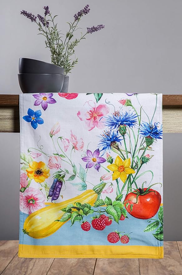 Maison d' Hermine Table Runner 100% Cotton Double Layer Table Runners 72 inches Long Decorative for Home Kitchen Dining Party Baby Shower Wedding Bridal Shower Spring Summer (Giverny, 14.50" x 72")