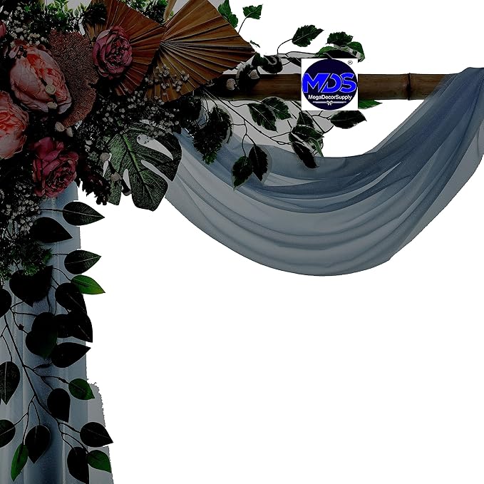 MDS Halloween Chiffon Draping Fabric - 2 Panel, 30" Wide x 50ft Long - Sheer Spooky Arbor & Canopy Drapery for Haunted House Backdrops, Party Ceilings, DIY Costumes & Themed Events - Dusty Blue
