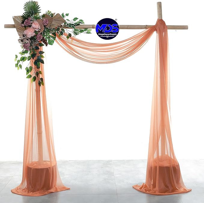 MDS Halloween Chiffon Draping Fabric - 2 Panel, 30" Wide x 40ft Long - Sheer Spooky Arbor & Canopy Drapery for Haunted House Backdrops, Party Ceilings, DIY Costumes & Themed Events - Coral Peach