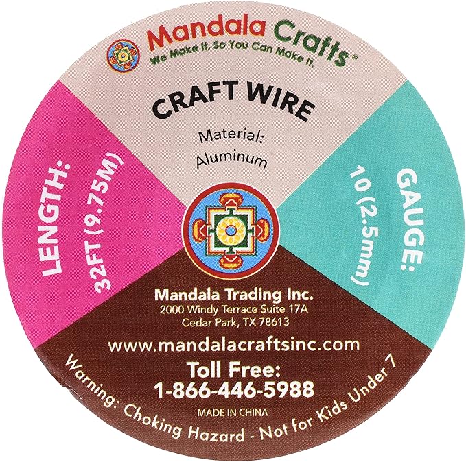 Mandala Crafts 10 Gauge Anodized Aluminum Craft Wire for Jewelry Making - 32 FT Colored Flexible Silver Wire - Bendable for Bonsai Armature Crafting Sculpting