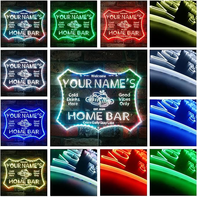 ADVPRO Personalized Your Name Home Bar RGB Dynamic Glam LED Sign - Cut-to-Edge Shape - Smart 3D Decoration - Multicolor Signage st06s86-fnd-p11d-tm-c