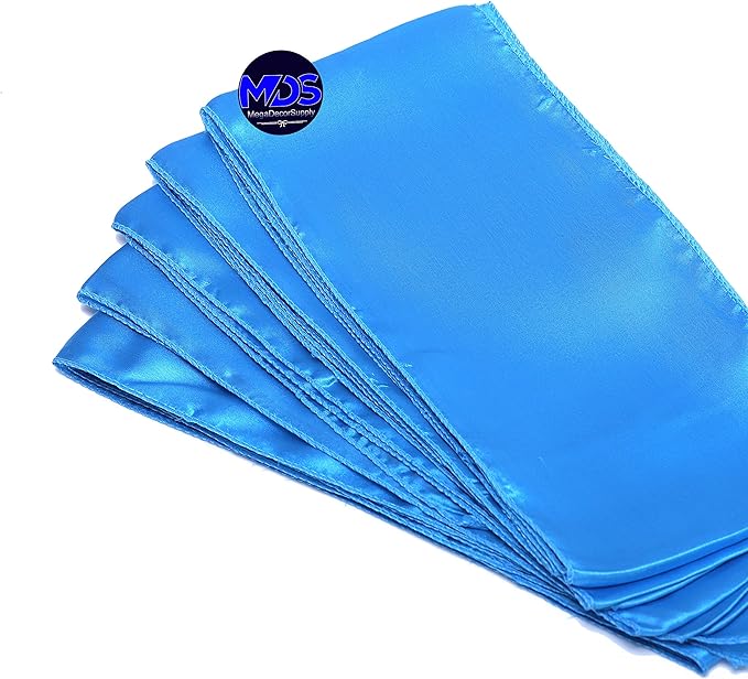 MDS Pack of 200 PCS Satin Chair Sashes Charmeuse Sateen Dining Chair Bows Ribbon Ties Back Sash for Wedding Party Birthday Home Hotel Restaurant Banquet Decoration (7 x 108 Inch, Blue)