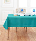 Solino Home Teal Linen Tablecloth 60 x 108 Inch - Classic Hemstitch, 100% Pure Linen Rectangular Tablecloth - Machine Washable Table Cloth for Fall, Autumn, Thanksgiving, Christmas