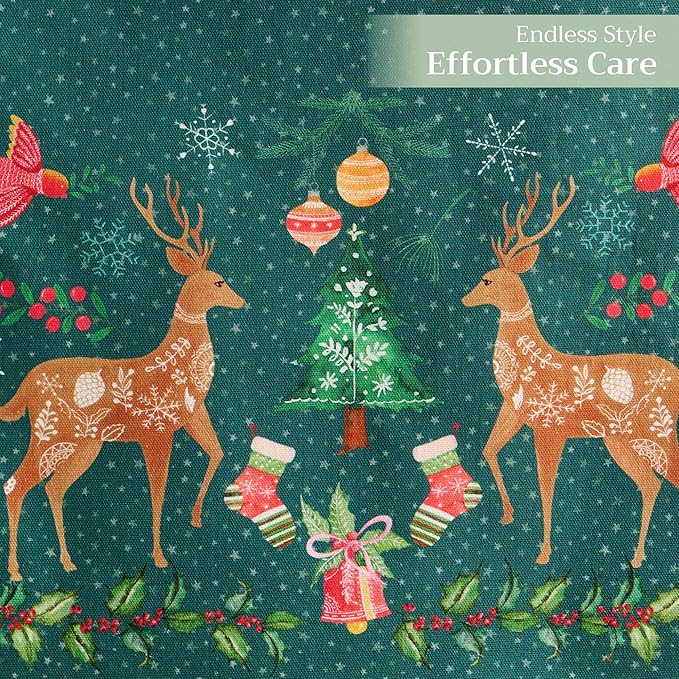 Maison d' Hermine Table Runner 100% Cotton Double Layer Table Runners 72 inches Long for Thanksgiving Christmas Decorations Home Kitchen Dining Party Wedding (Hygge Christmas, 14.5" x 72")