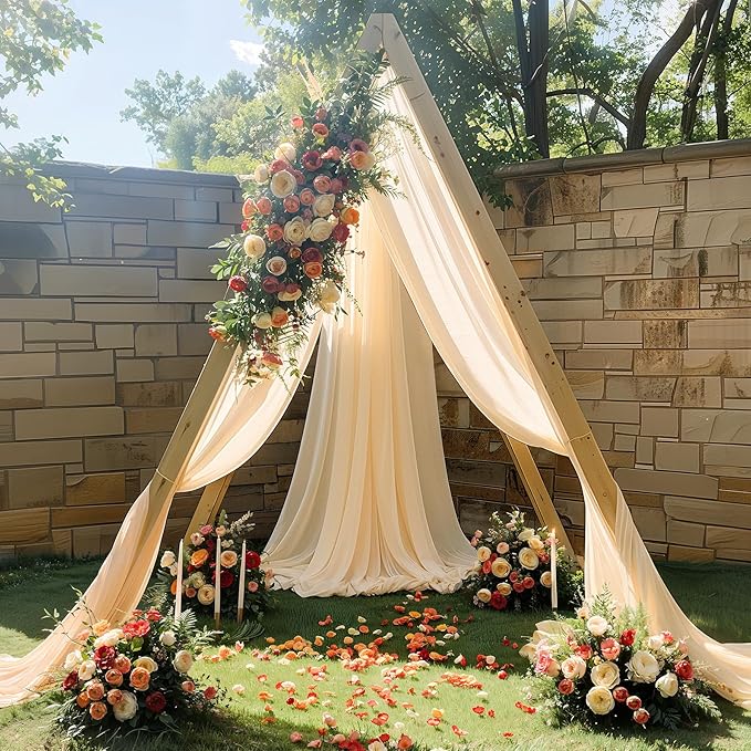 Champagne Wedding Arch Draping Fabric 1 Panel 30'' x 20FT Champagne Drapes Sheer Fabric Backdrop Arch Draping Fabrics for Wedding Ceremony Birthday Party Bridal Shower Decoration