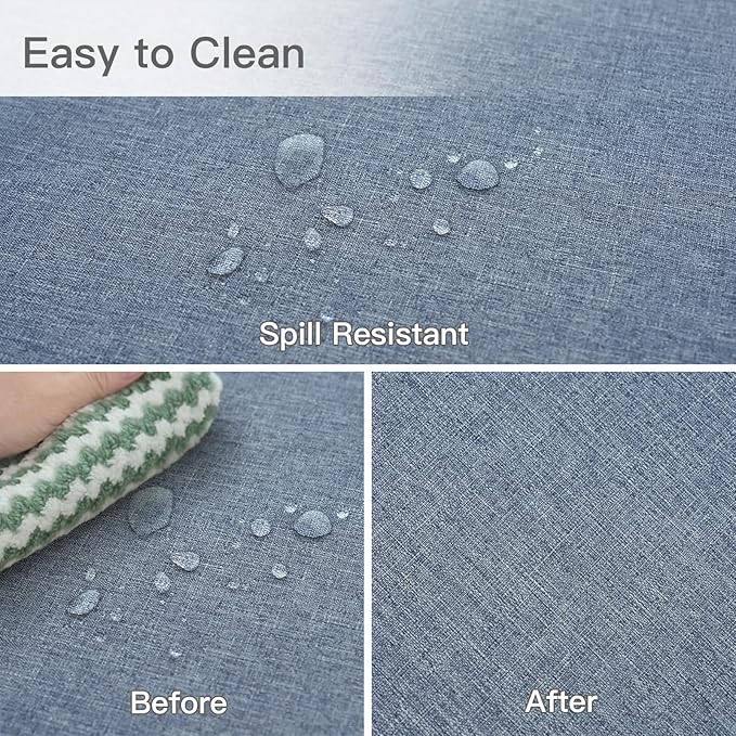 maxmill Square Linen Textured Tablecloth Waterproof Spillproof Wrinkle Free Slubby Textured Table Cloth for Dinner and Party Washable Wipeable Fabric Table Cover Decoration, 60 x 60 Inch, Demin Blue