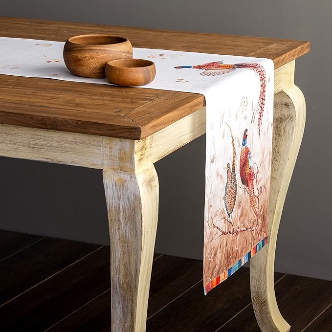 Maison d' Hermine Table Runner 100% Cotton Single Layer Table Runners 48 inches Long for Thanksgiving Christmas Decorations Home Kitchen Dining Party Wedding (Faisan D'Automne, 14.5" x 48")