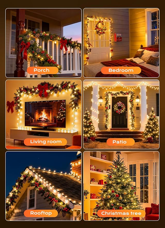 Minetom LED Clear White Christmas String Lights, 100 Count 33 Feet LED Christmas Lights Bulb, Christmas Decorations Indoor, Christma Tree Lights for Indoor Outdoor Xmas Wedding Party Festival