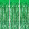 3 Pack Foil Fringe Backdrop - Green Shiny Tinsel Curtains for Party Decoration/Photo Booth Props - 3.3x8.2 FT Metallic Foil Backdrop for Birthday, Wedding, Graduation, Christmas.