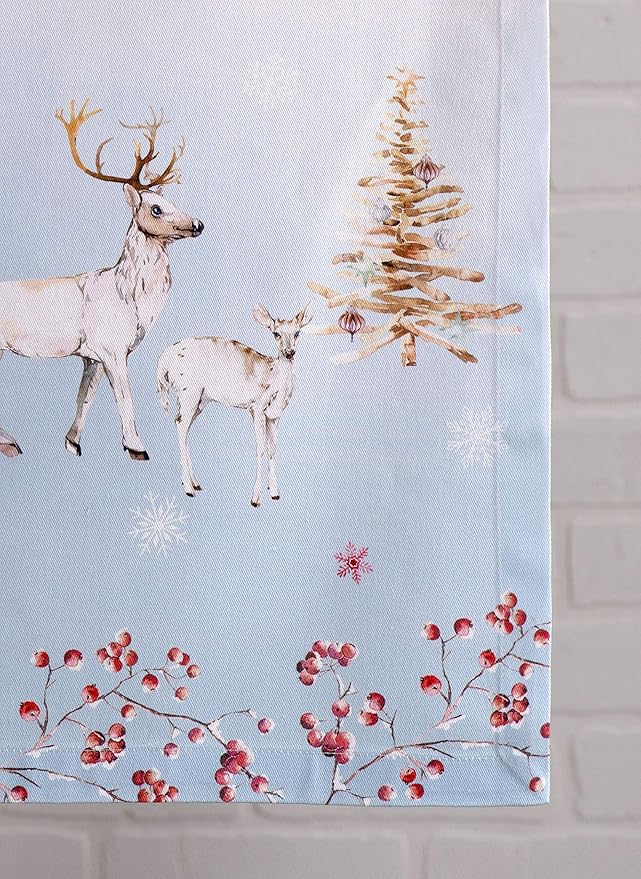 Maison d' Hermine Table Runner 100% Cotton Single Layer Table Runners 90 inches Long for Thanksgiving Christmas Decorations Home Kitchen Dining Party Wedding (Fairy Tale Forest, 14.5" x 90")