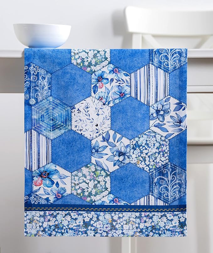 Maison d' Hermine Table Runner 100% Cotton Single Layer Table Runners 72 inches Long Decorative for Home Kitchen Dining Party Wedding Bridal Shower Spring Summer (Summer Blues, 14.50" x 72")