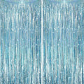 2 Pack Laser Light Blue Foil Fringe Curtains, Tinsel Streamers Birthday Party Decorations, Fringe Backdrop for Kids Birthday, Sea, Blue Theme Party