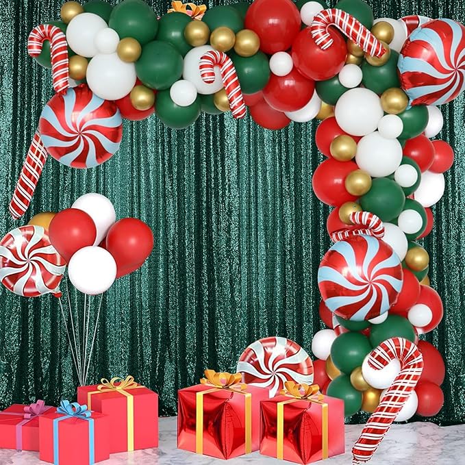 Sugargirl Dark Green Sequin Backdrop Curtain 4 Panels 2FTx8FT Glitter Dark Green Background Drapes Sparkle Photography Backdrop for Party Wedding Birthday Wall Decoration